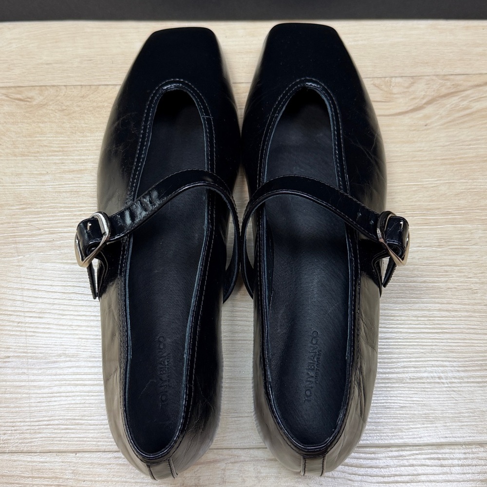 Tony Bianco Black Mary Jane Leather Flats - Picture 8 of 10